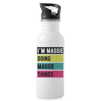 Je suis Maggie qui fait des couleurs rétro de Maggie Things - Gourde avec paille intégrée - blanc - Droite