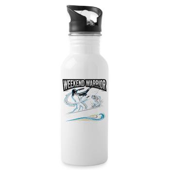 Weekend Warrior Hook Cast Repeat Angler - Trinkflasche mit integriertem Trinkhalm - Weiß - Rechts