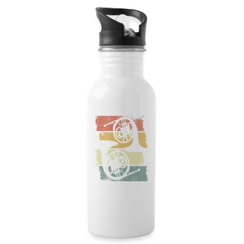 French Horns Drawing - Water bottle with straw - white - Right