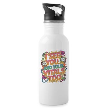 ICU Nurse I See You And Your Vitals Rapid Response - Water bottle with straw - white - Right