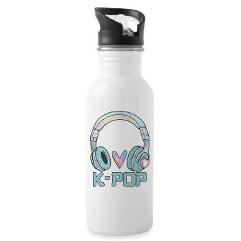 K Pop 케이팝 - Trinkflasche mit integriertem Trinkhalm - Weiß - Rechts