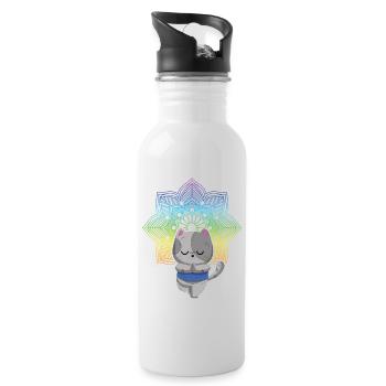 Yoga Cat Meditation Cats Yoga - Water bottle with straw - white - Right