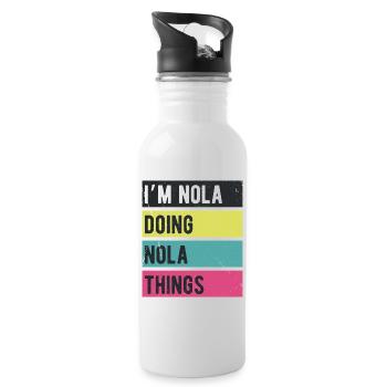 Ich bin Nola, mache Nola-Dinge Retrofarben - Trinkflasche mit integriertem Trinkhalm - Weiß - Rechts