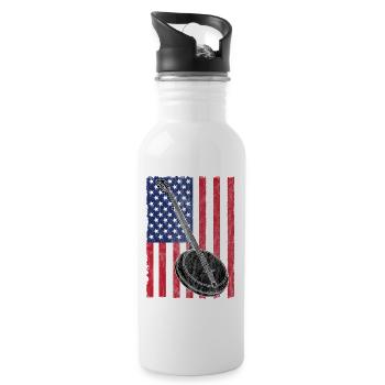 Banjo USA Flagge - Trinkflasche mit integriertem Trinkhalm - Weiß - Rechts