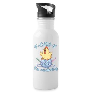 Funny Crochet Lover F CAW F Im Crocheting - Water bottle with straw - white - Right