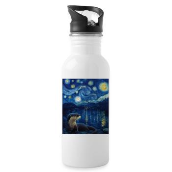Otter Van Gogh - Water bottle with straw - white - Right