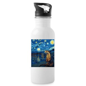 Otter Van Gogh - Water bottle with straw - white - Right