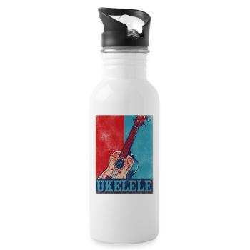 Hawaiian Ukulele Uke Retro Vintage - Trinkflasche mit integriertem Trinkhalm - Weiß - Rechts