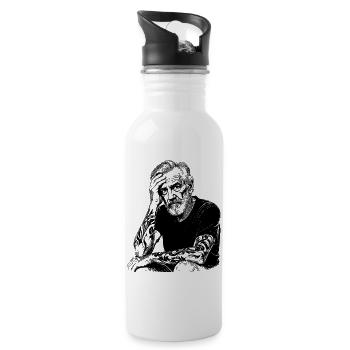 Porträt Tätowierter Mann - Trinkflasche mit integriertem Trinkhalm - Weiß - Rechts