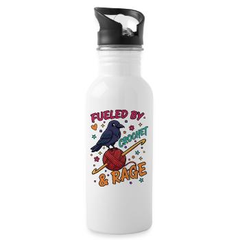 Fueled By Crochet And Rage Funny Crochet Lover - Water bottle with straw - white - Right