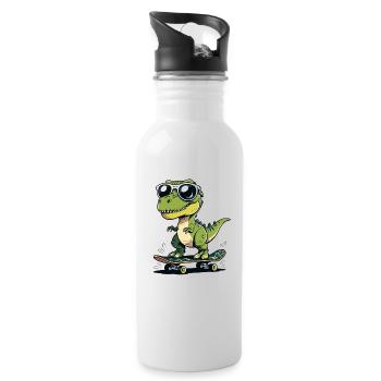 Skater alligator with sunglasses - Water bottle with straw - white - Right