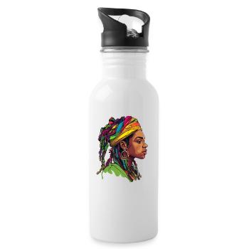 Headwrap Color Explosion Portrait - Water bottle with straw - white - Right