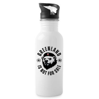 Greenland is not for Sale Funny Bear Design - Trinkflasche mit integriertem Trinkhalm - Weiß - Rechts