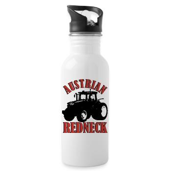 Austrian Redneck – Alpenstil mit Traktor und Bier  - Trinkflasche mit integriertem Trinkhalm - Weiß - Rechts