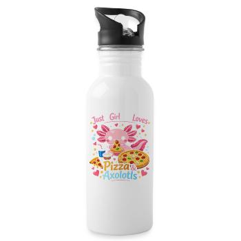 Pizza Axolotl Love Motif - Water bottle with straw - white - Right