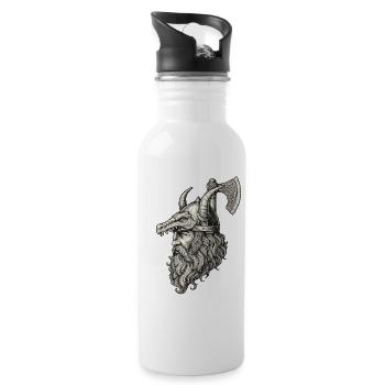 Viking Viking Legend Sailor Odin Raven Fighter - Water bottle with straw - white - Right