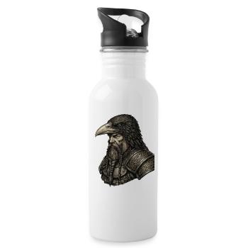 Wikinger Viking Legende Seemann Odin Rabe Kämpfer - Trinkflasche mit integriertem Trinkhalm - Weiß - Rechts