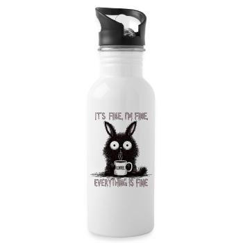 Its Fine Im Fine Coffee Rabbit Humor - Water bottle with straw - white - Right