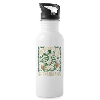 Skeleton Leprechaun Shenanigan - Water bottle with straw - white - Right