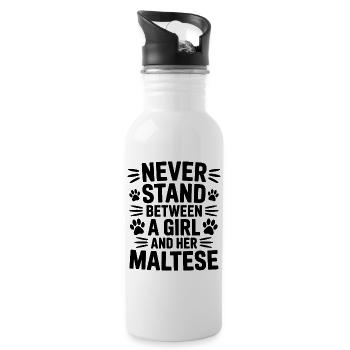 Maltese Sayings Dogs Funny Maltese Gift - Water bottle with straw - white - Right