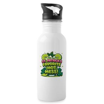 Design préféré de la boisson Hot Mess de St Patricks - Gourde avec paille intégrée - blanc - Droite