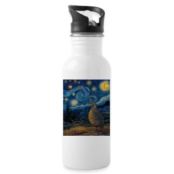 Wachtel Van Gogh - Trinkflasche mit integriertem Trinkhalm - Weiß - Rechts