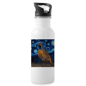 Wachtel Van Gogh - Trinkflasche mit integriertem Trinkhalm - Weiß - Rechts