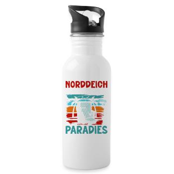 North Sea NORTH DIKE MY NORDIC PARADISE Funny - Water bottle with straw - white - Right