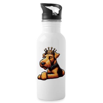 Airedale Terrier Airedales Airedaleliebhaber - Trinkflasche mit integriertem Trinkhalm - Weiß - Rechts
