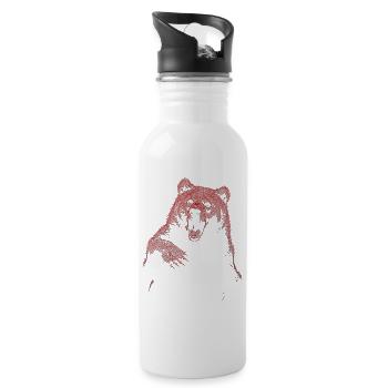 Grizzly Bear Hiking Camping Vintage Brown Bear - Water bottle with straw - white - Right