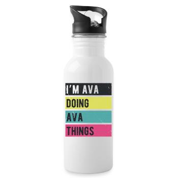 I’m Ava Doing Ava Things Retro Colors - Water bottle with straw - white - Right