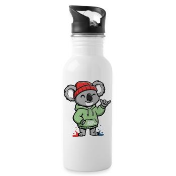 Koala Hoodie Streetstyle - Trinkflasche mit integriertem Trinkhalm - Weiß - Rechts