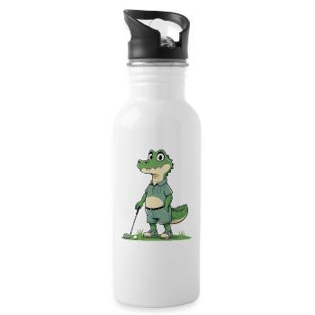 Alligator golf hero in casual look - Water bottle with straw - white - Right