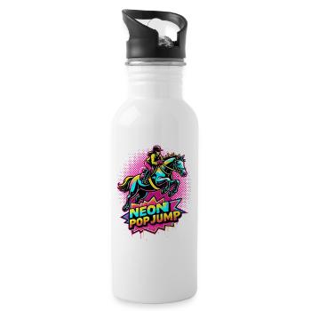 Neon Pop Jump – Riding Jumping Horse - Water bottle with straw - white - Right