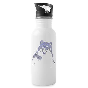 Grizzly Bear Hiking Camping Vintage Brown Bear - Water bottle with straw - white - Right