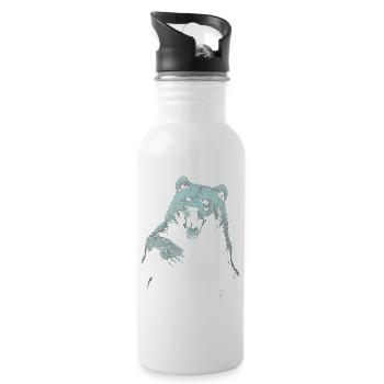Grizzly Bear Hiking Camping Vintage Brown Bear - Water bottle with straw - white - Right