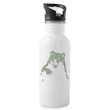 Grizzly Bear Hiking Camping Vintage Brown Bear - Water bottle with straw - white - Right
