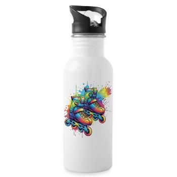 roller skates - Urban sports illustration - Water bottle with straw - white - Right