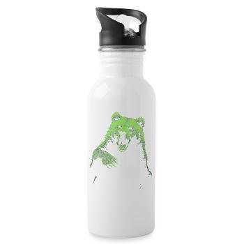 Grizzly Bear Hiking Camping Vintage Brown Bear - Water bottle with straw - white - Right