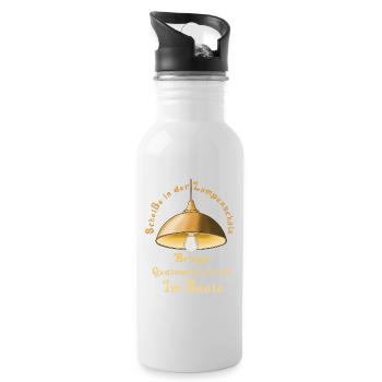 Scheiße in der Lampenschale... - Trinkflasche mit integriertem Trinkhalm - Weiß - Rechts