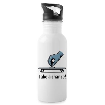Take a Chance Hand Graphic - Water bottle with straw - white - Right