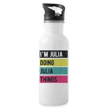 Je suis Julia qui fait des couleurs rétro de Julia Things - Gourde avec paille intégrée - blanc - Droite