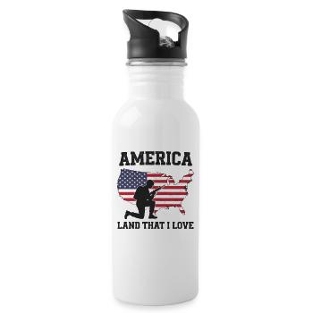 America Land That I Love Patriotic Soldier - Water bottle with straw - white - Right