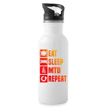 Modern mountain bike artwork - Water bottle with straw - white - Right