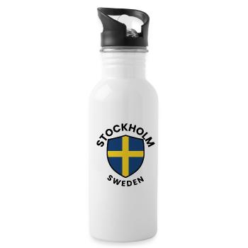 Bouclier de Stockholm Drapeau suédois - Gourde avec paille intégrée - blanc - Droite