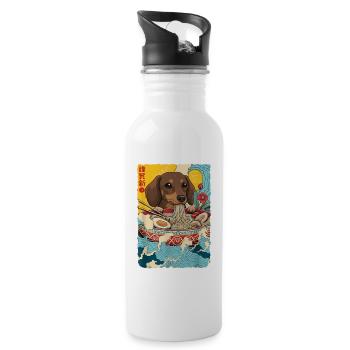Japanese Ramen Dachshund Noodle Bowl Anime Otaku - Water bottle with straw - white - Right