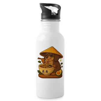 Japanese Ramen Dachshund Noodle Bowl Anime Otaku - Water bottle with straw - white - Right