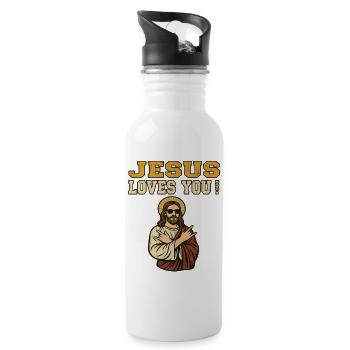 Jesus loves you Bro - Kirche Glaube Christen  - Trinkflasche mit integriertem Trinkhalm - Weiß - Rechts