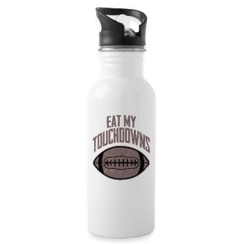 Saison de football fan de Eat My Touchdowns - Gourde avec paille intégrée - blanc - Droite