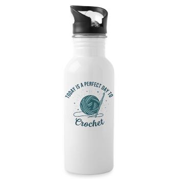 Heute ist ein perfekter Tag, um Häkelwolle-Liebhaber zu lieben - Trinkflasche mit integriertem Trinkhalm - Weiß - Rechts